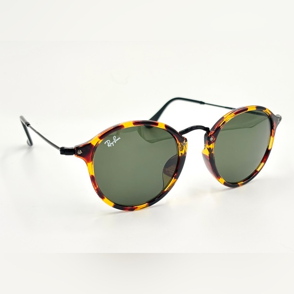 Beautiful Ray-Ban Round Fleck Sunglasses Rb2447 Unisex Black Havana 49-21-145 - Picture 7 of 14